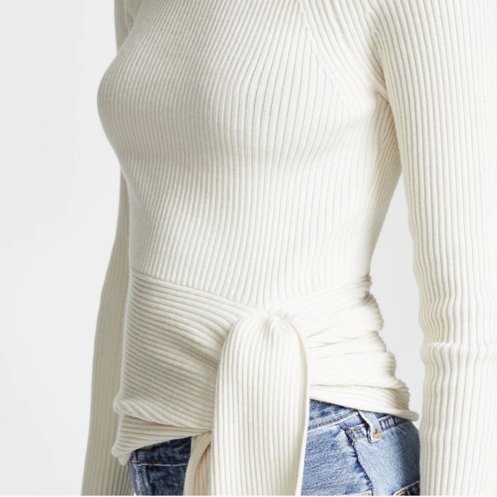 3.1 Phillip Lim Ribbed Sweater With Waist Tie Antique White, Small​​​ - Picture 7 of 11